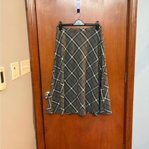 Vince Camuto Checkered A-Line Skirt - Brown and Gray